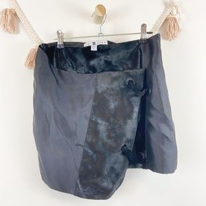 Just Drew Black Calf Hair Lace Around Mini Skirt